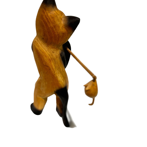 MCM Siamese Cat Solid Wood statue Folk Art Sculpture Hand Carved 12" collector - Picture 5 of 11